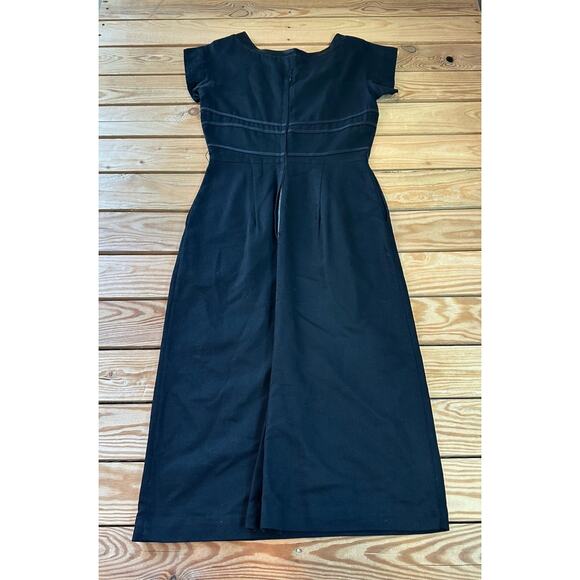 Vintage Handmade Midi Dress Size Small Women’s Black Short Sleeve - Picture 2 of 7